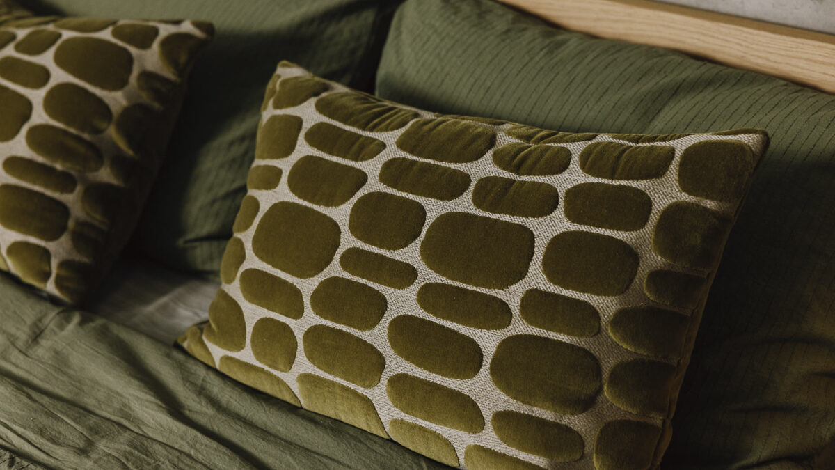 Pebble Pattern Cushions  - Olive Velvet