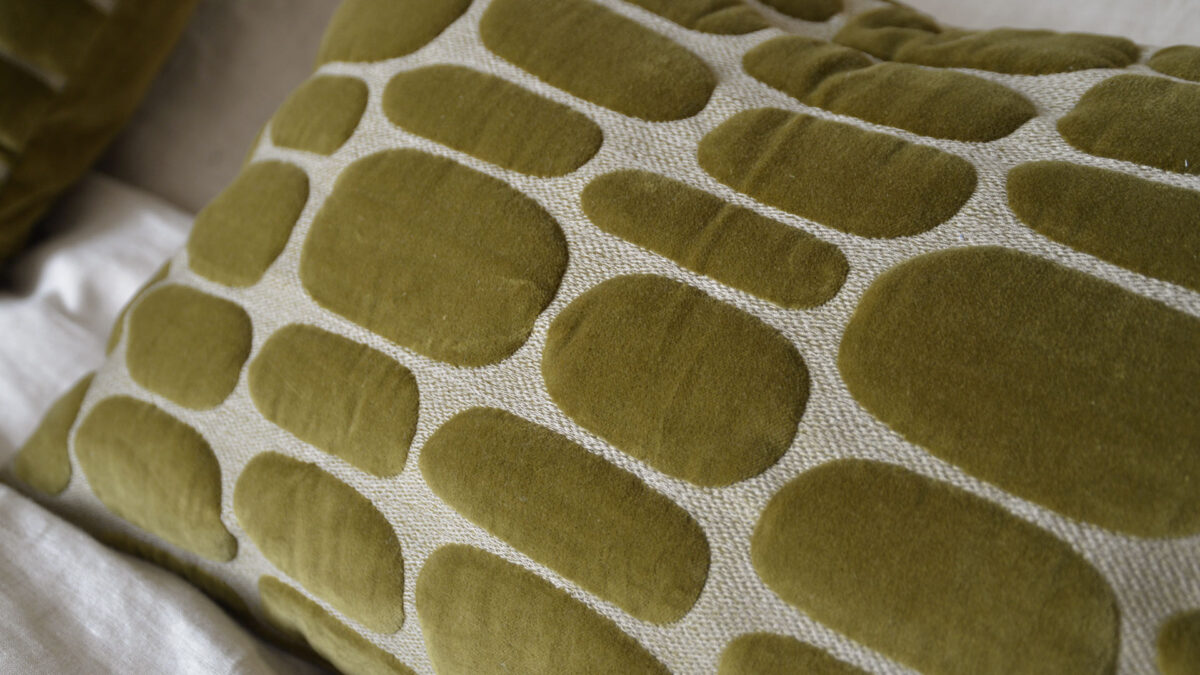 Pebble Pattern Cushions  - Olive Velvet - Image 4