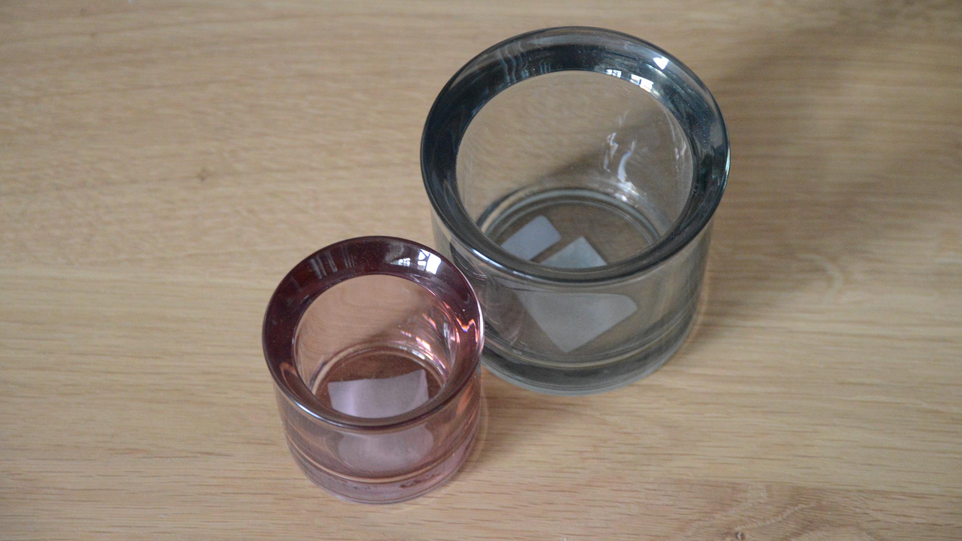 Colored glass outlet tea light holders