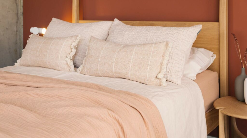 pink clay stripe breakfast cushion