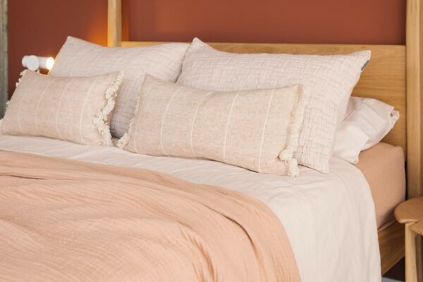 pink clay stripe breakfast cushion