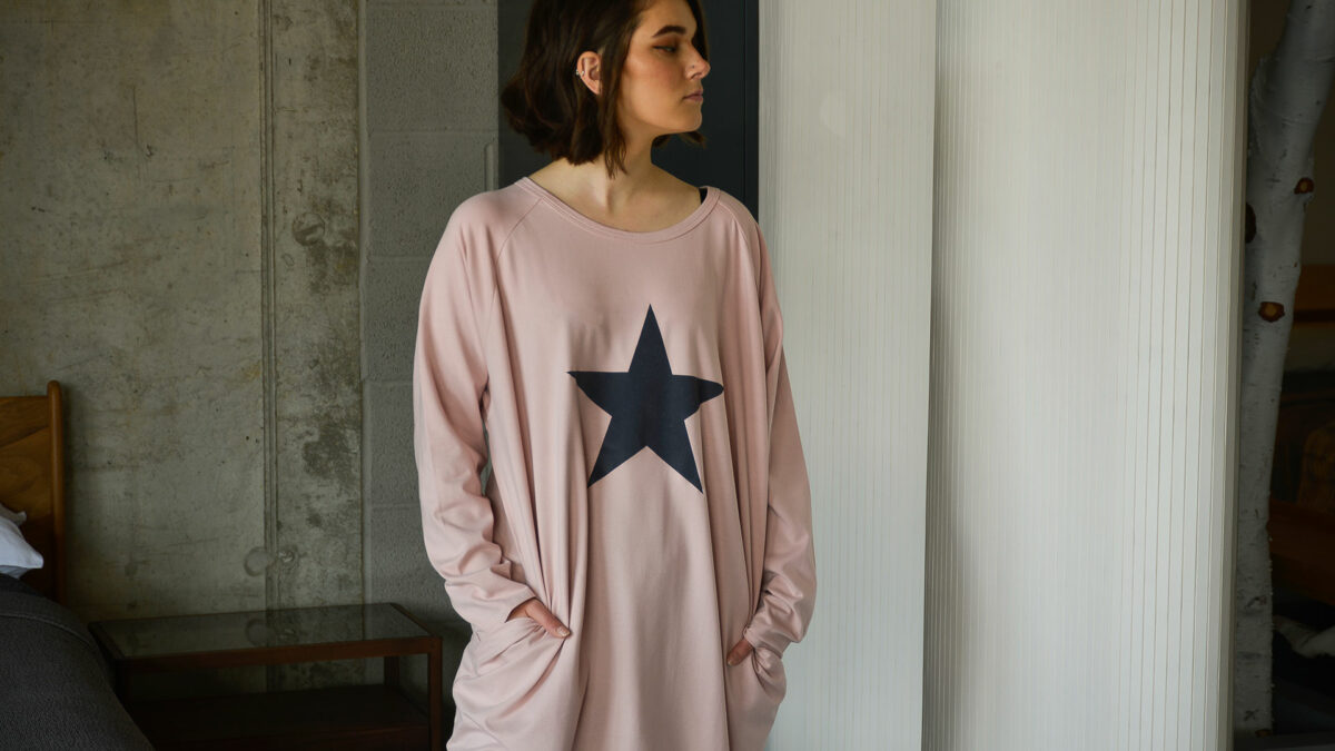 cotton rich jersey dress with long sleeves