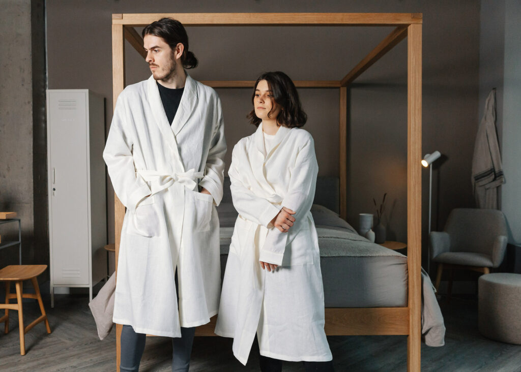 pure linen robes in ivory 1375