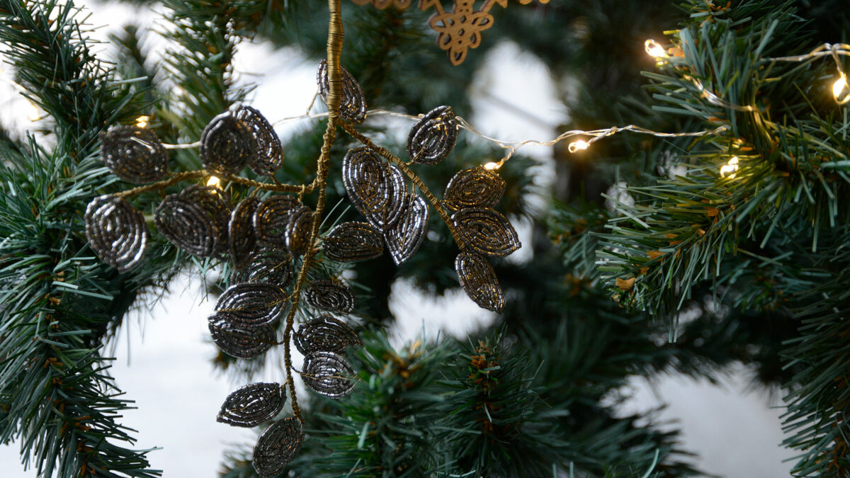 platinum and gold colour beaded decorations