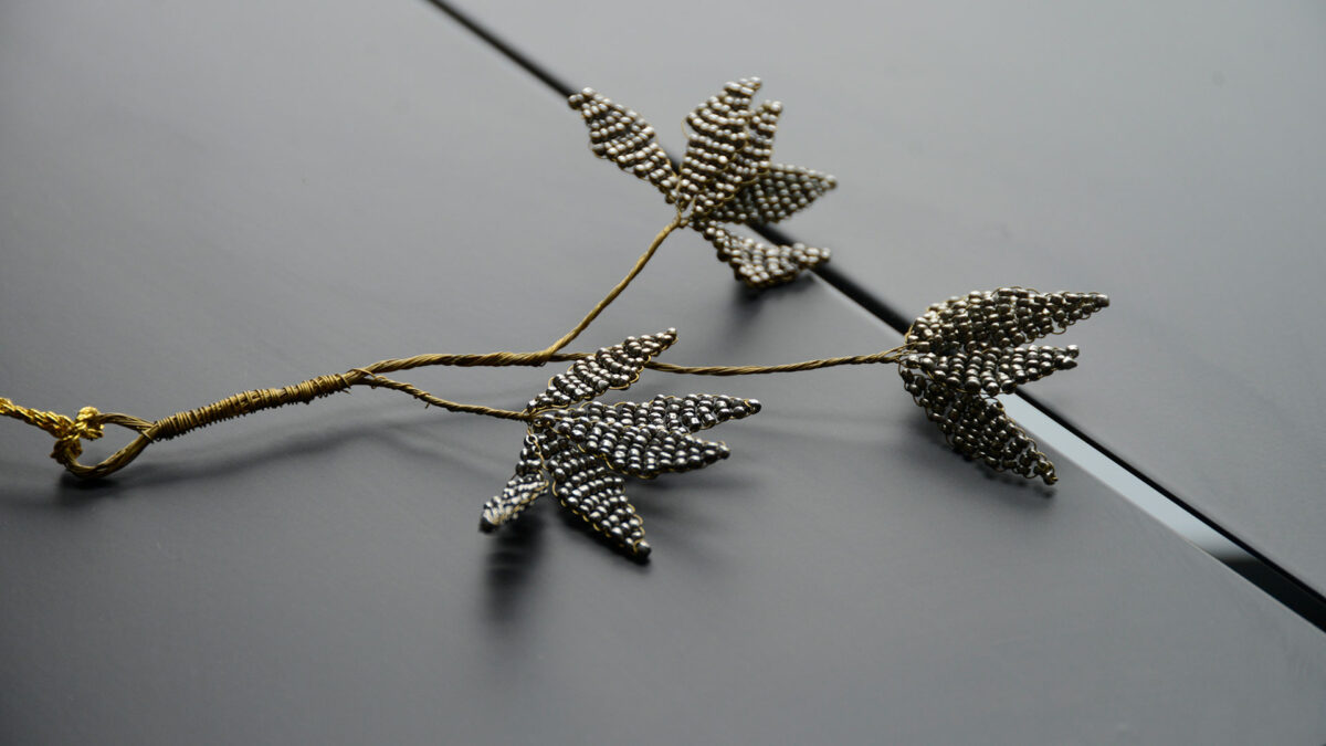 platinum beaded decoration leaves