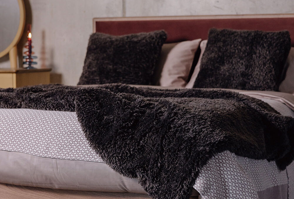 Curly Faux Fur Cushion - Cocoa - Image 6