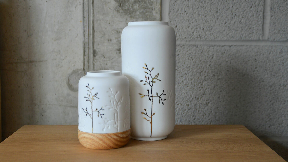 porcelain vase and lantern with gold detail