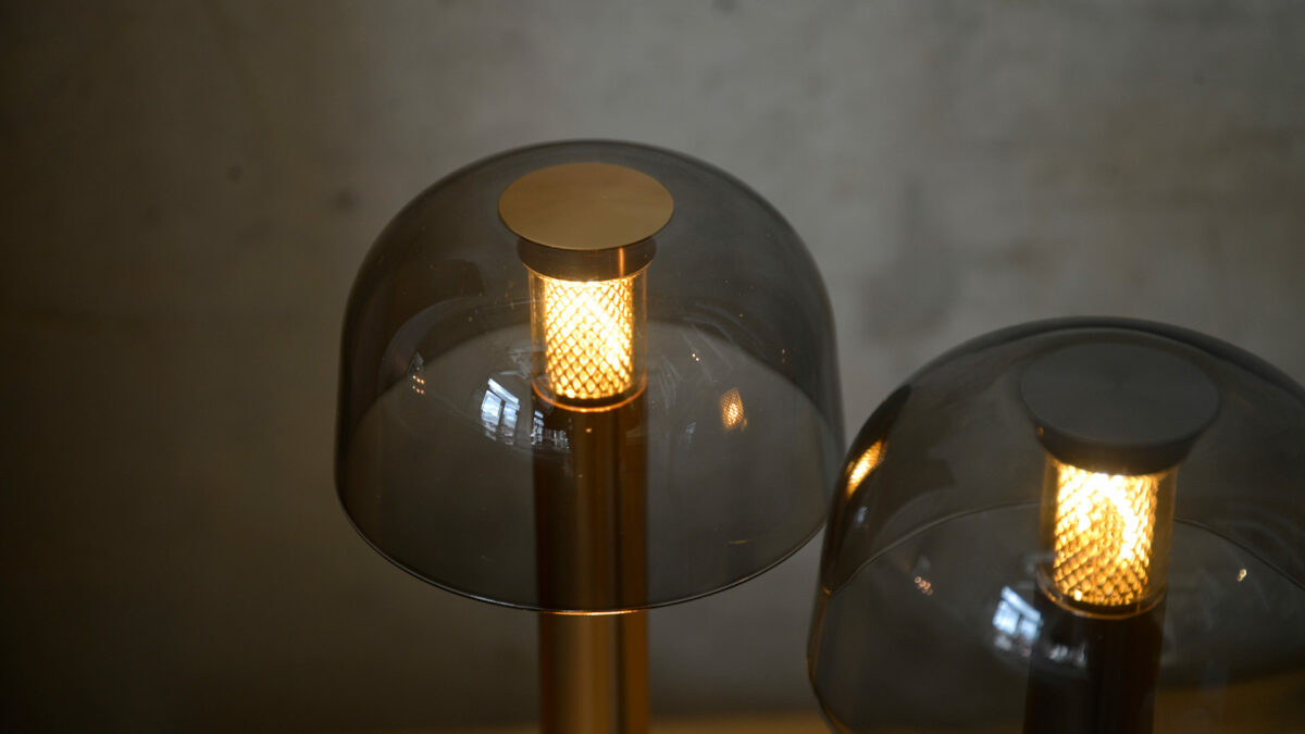 portable lamp with smoke shade detail