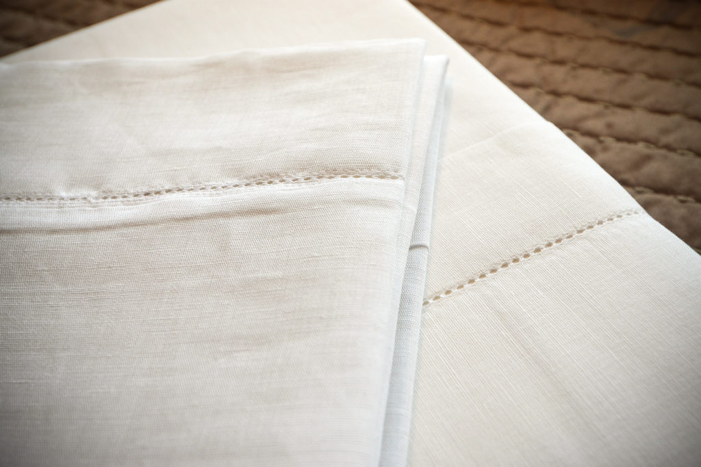 portofino linen mix bedding with hemstitch detail