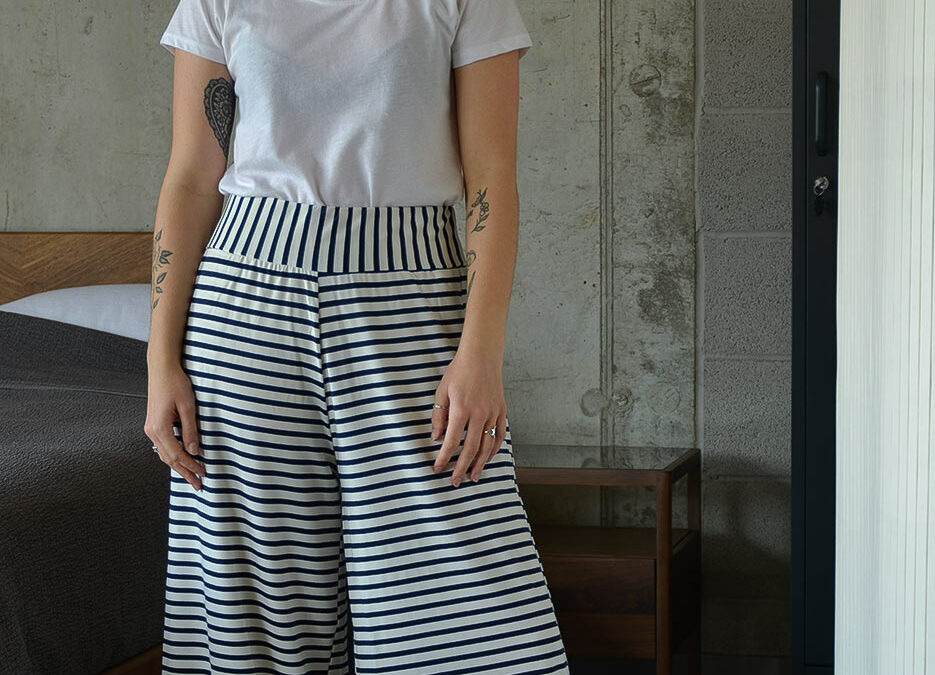 striped wide leg trousers