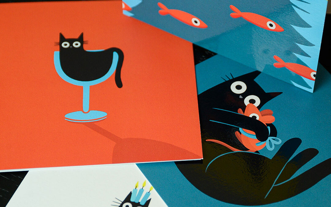 portrait cat design greeting cards