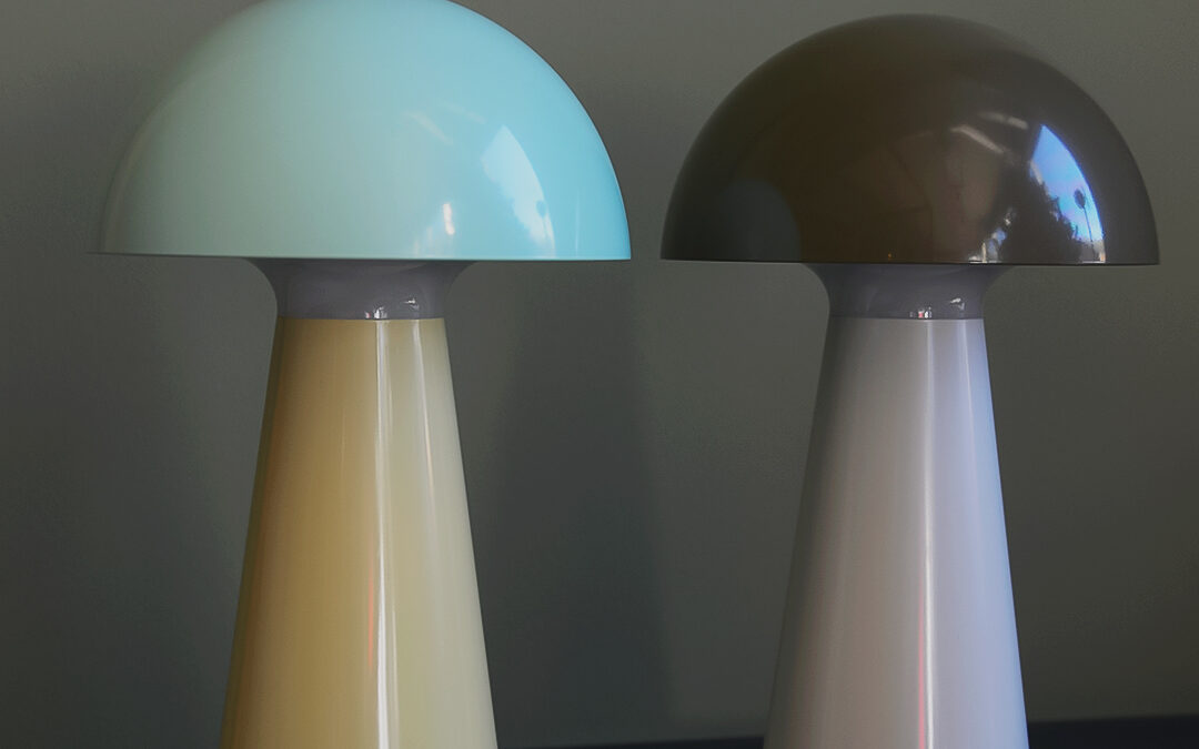 portrait mushroom colourful lamps off