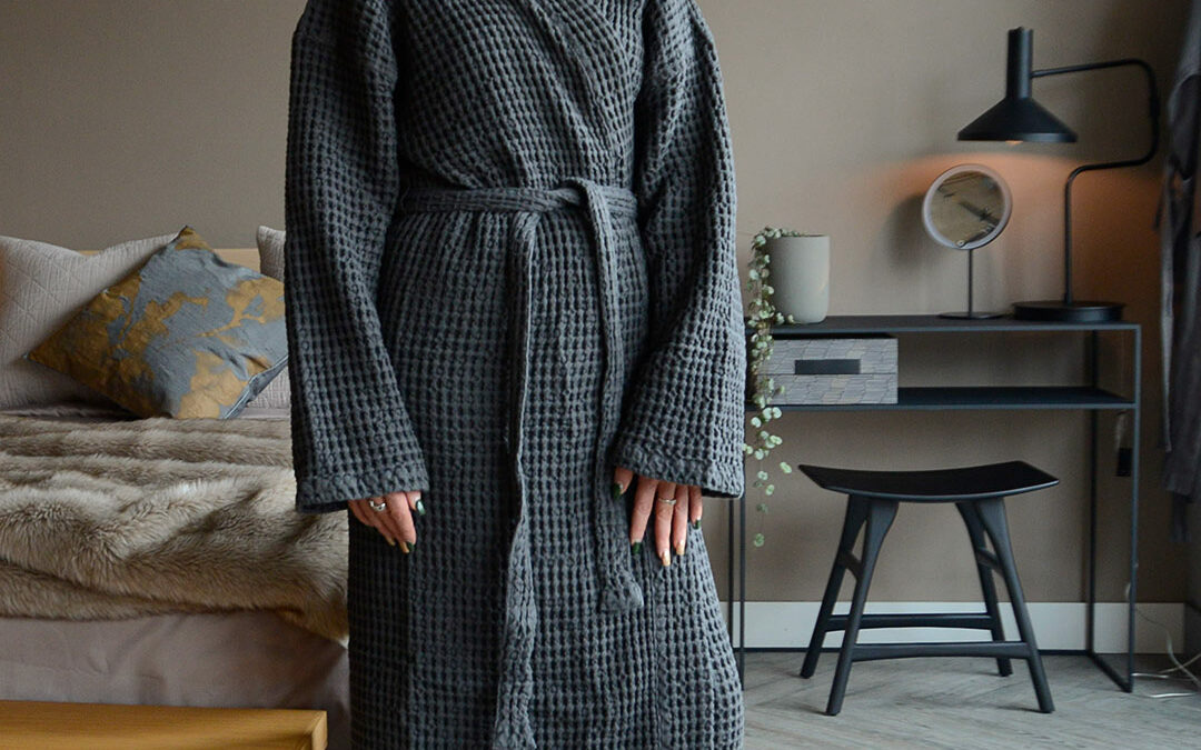 Organic Cotton Waffle Robe - Clay or Grey - Natural Bed Company