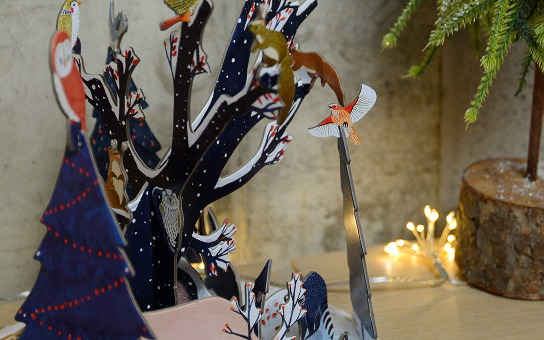 3D advent calendar with wildlife in a snowy scene