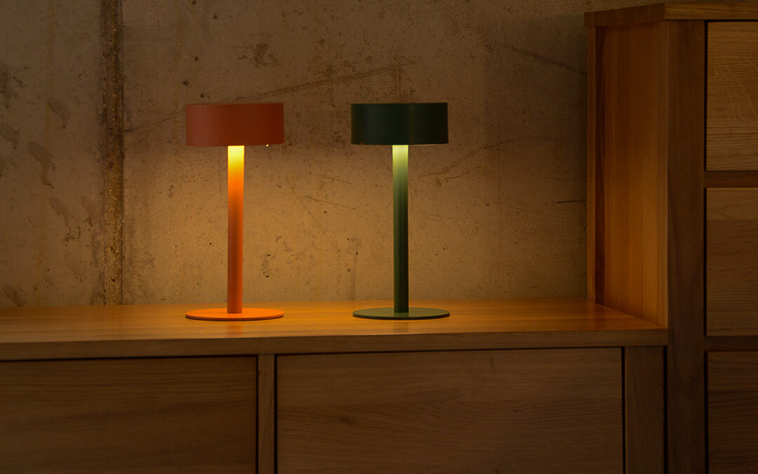portrait wireless lamp in ornage and green modern style