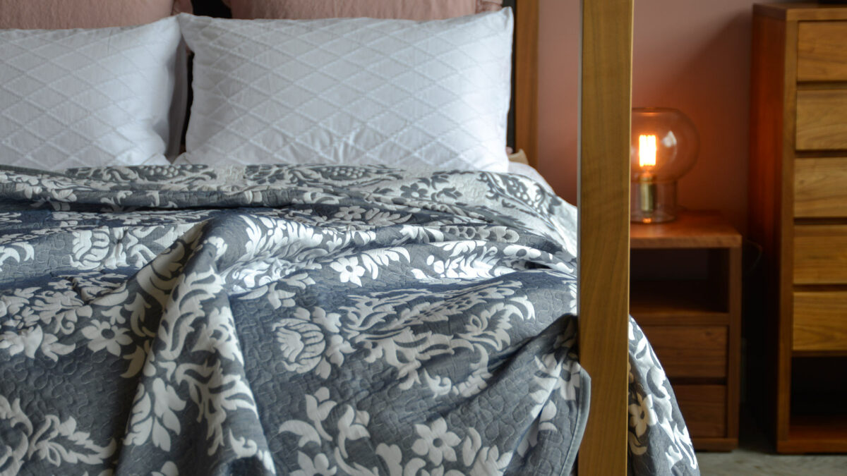 powder blue grey jacquard bedcover