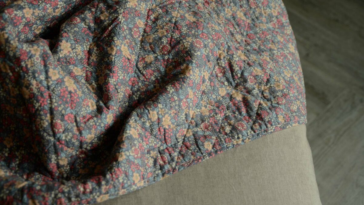 powder blue printed floral throw