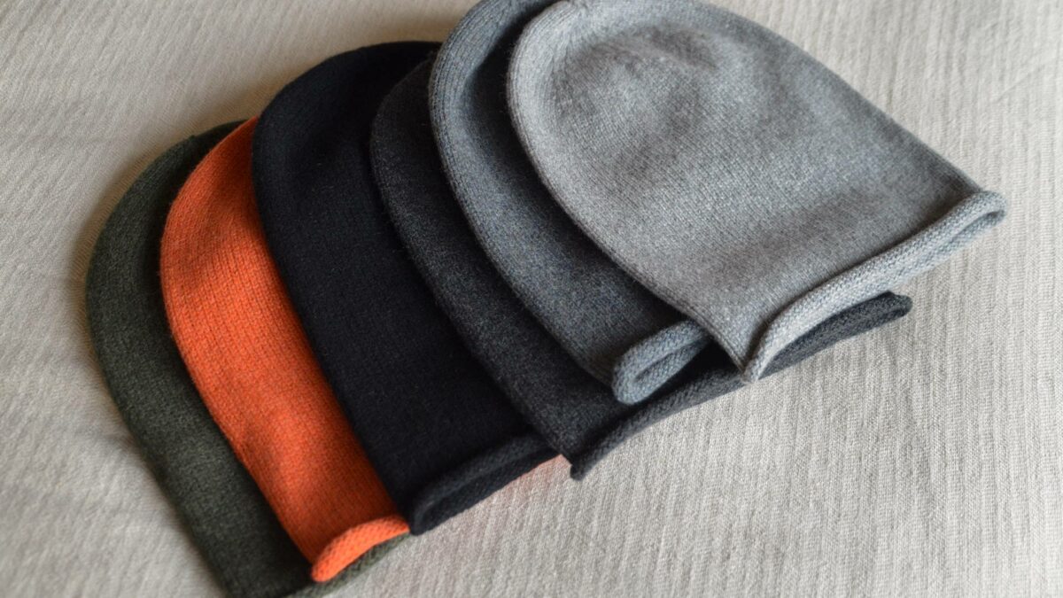 cosy cashmere beanie hats in a range of colours