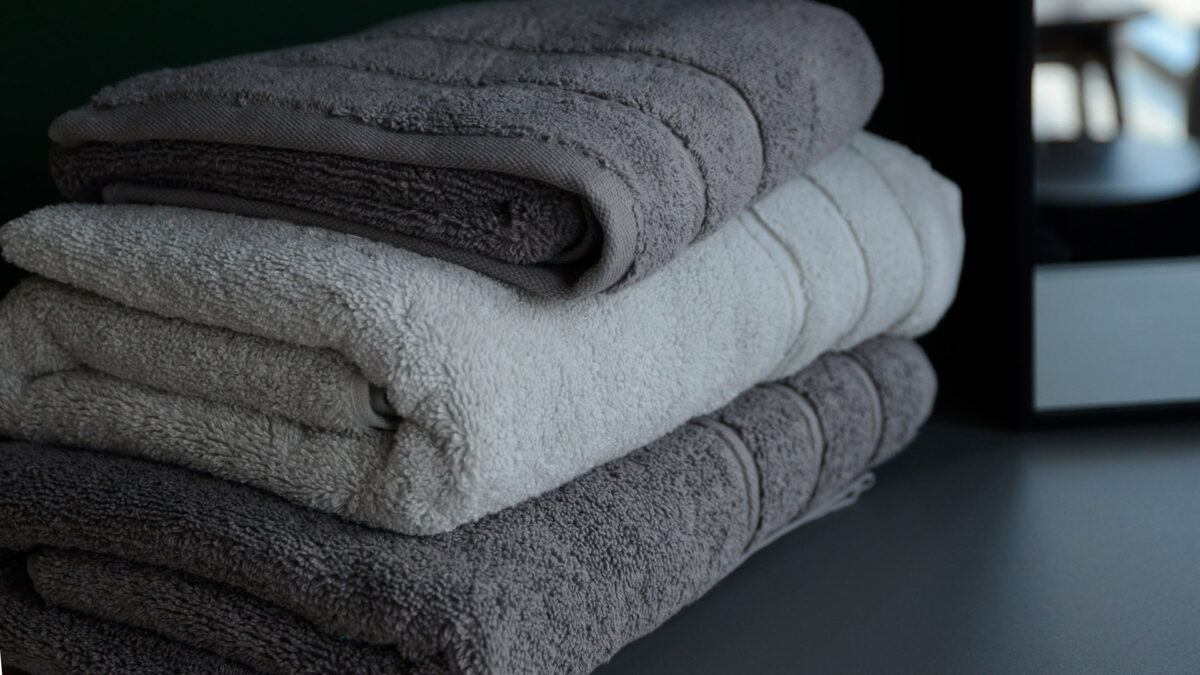 pure cotton towels in shades of grey