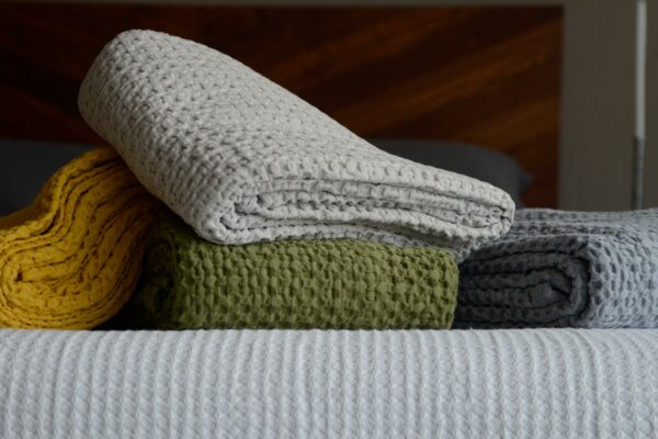 waffle weave cotton throws in a choice of 4 colours