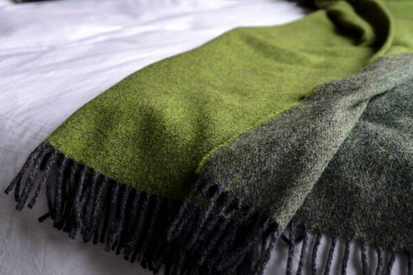 pure wool reversible throw green dark grey