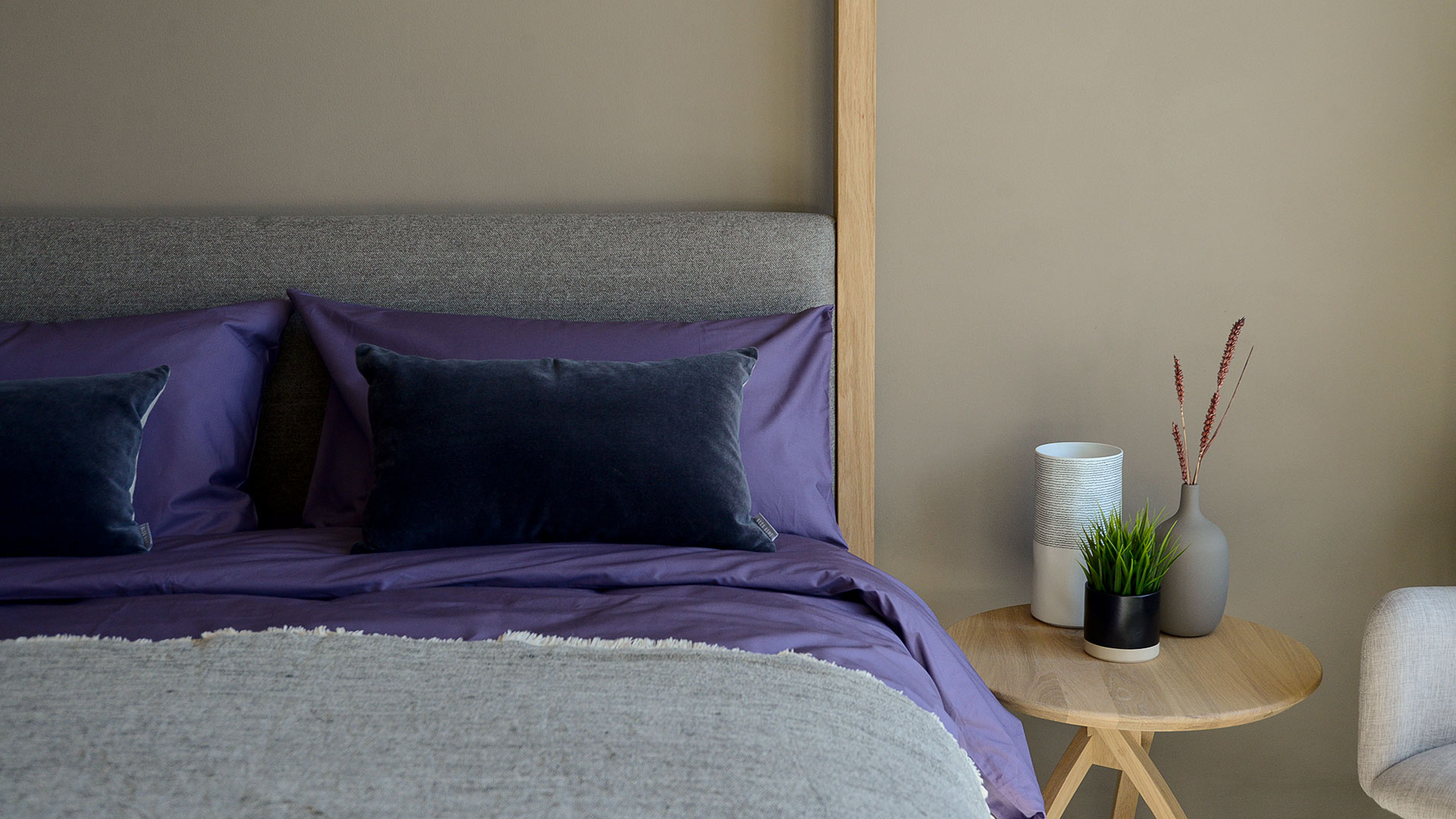 Egyptian cotton bedding in a choice of colours, here in purple