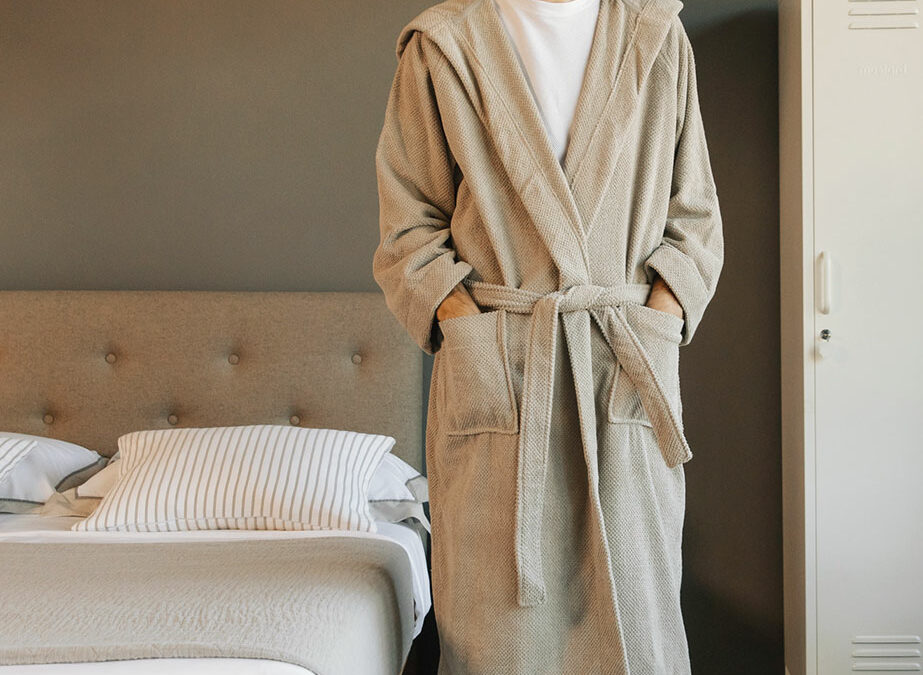 putty colour hooded robe 1400