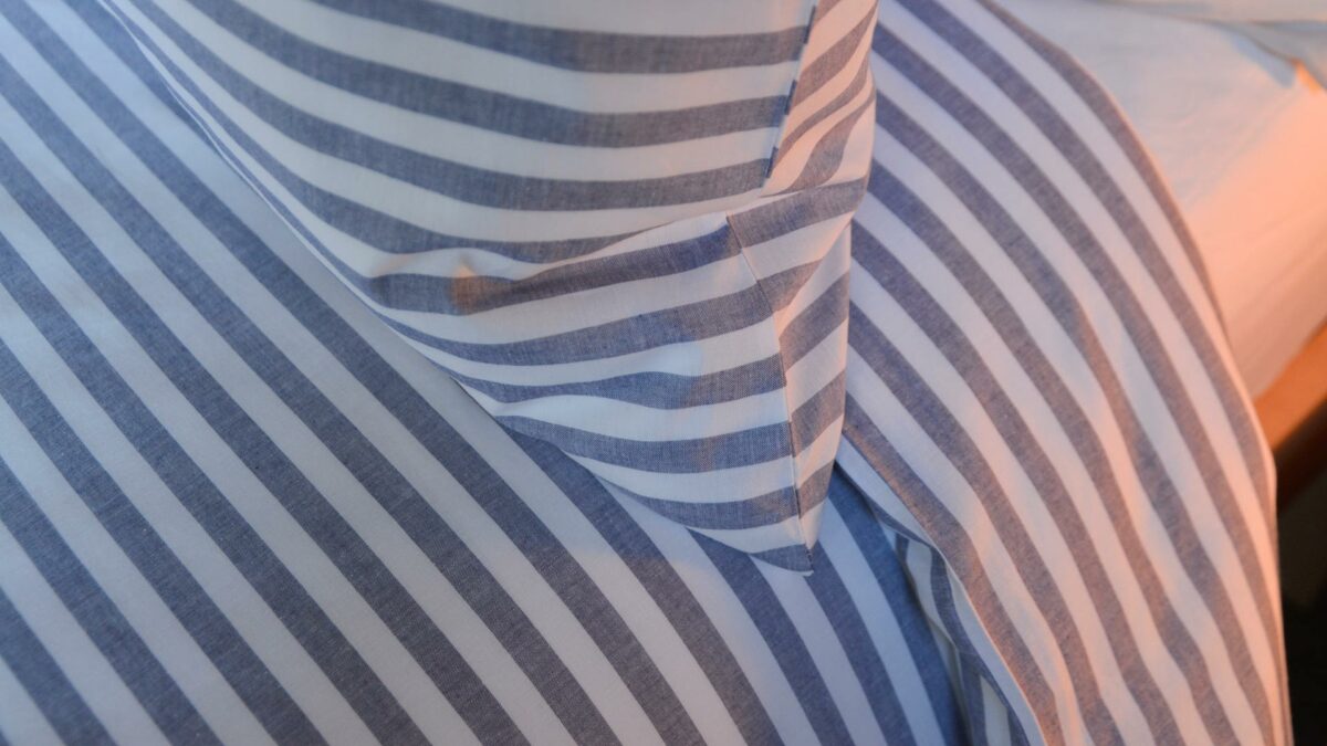 pyjama stripe bedding navy white