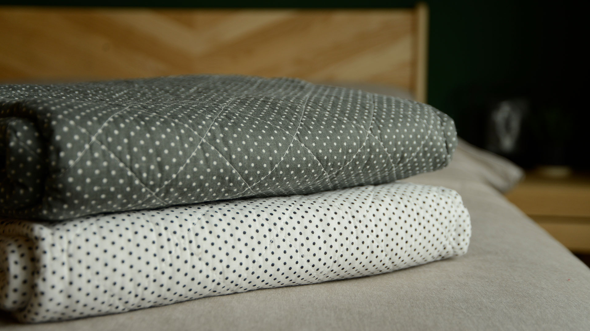 Quilted Throws with Mini Dots Print Natural Bed Company