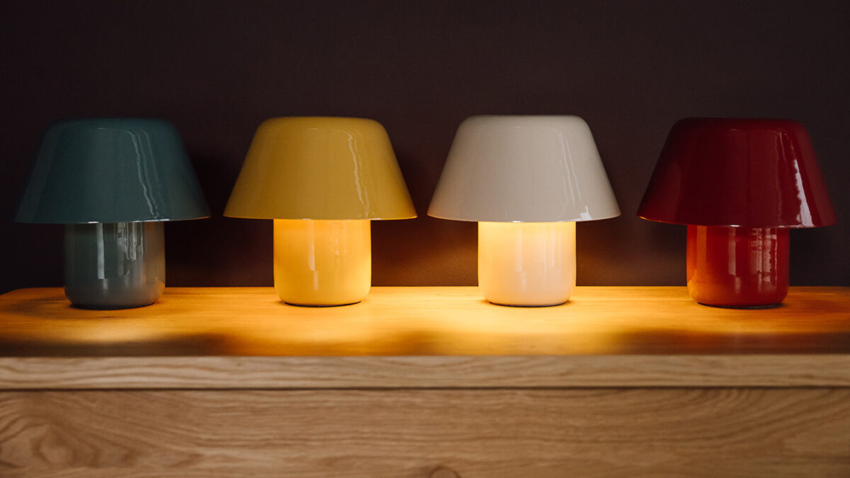 Colourful Mid-Century Style Enamel Table Lamps