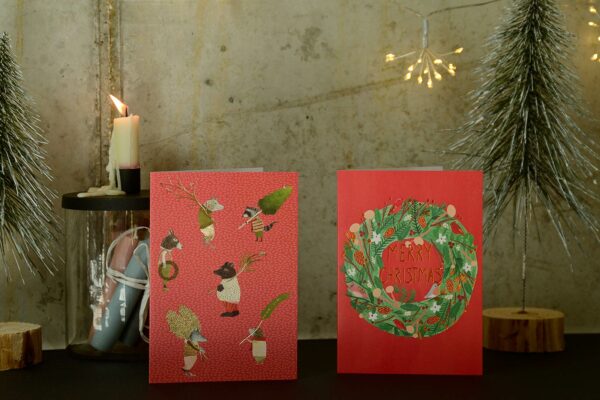 red and gold cristmas card options