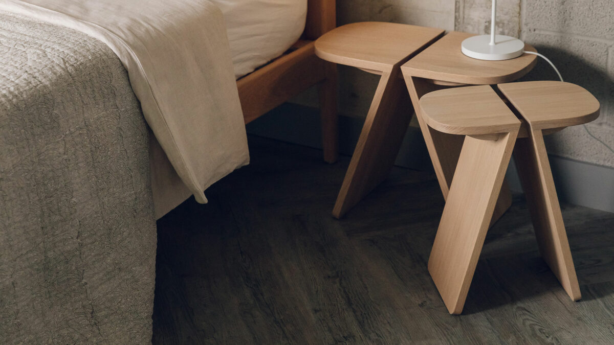 modern japanese style side tables in oak and in 2 sizes