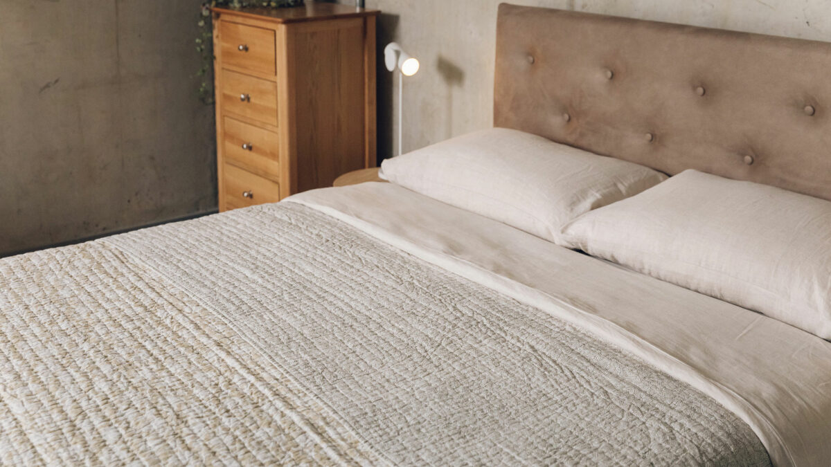 reversible block print bedspread