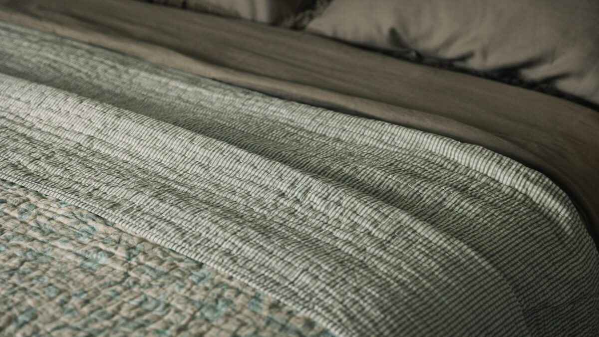 reversible block print quilted bedspread