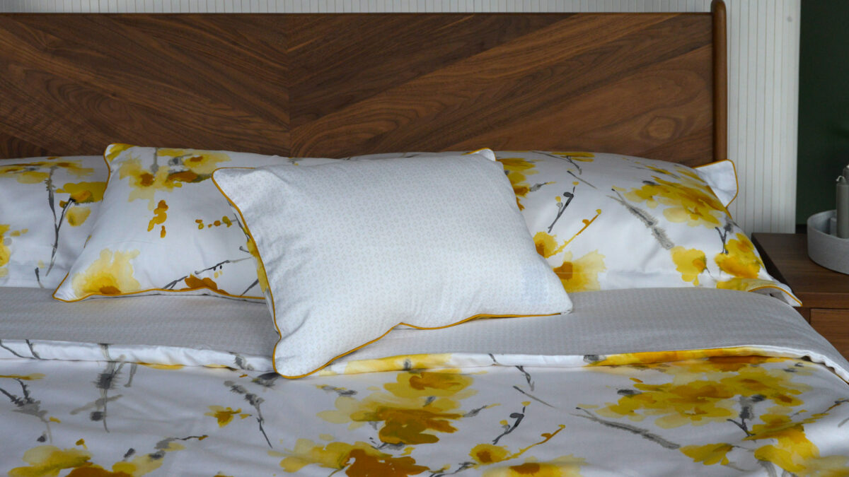 reversible cushion to match yellow flowers duvet