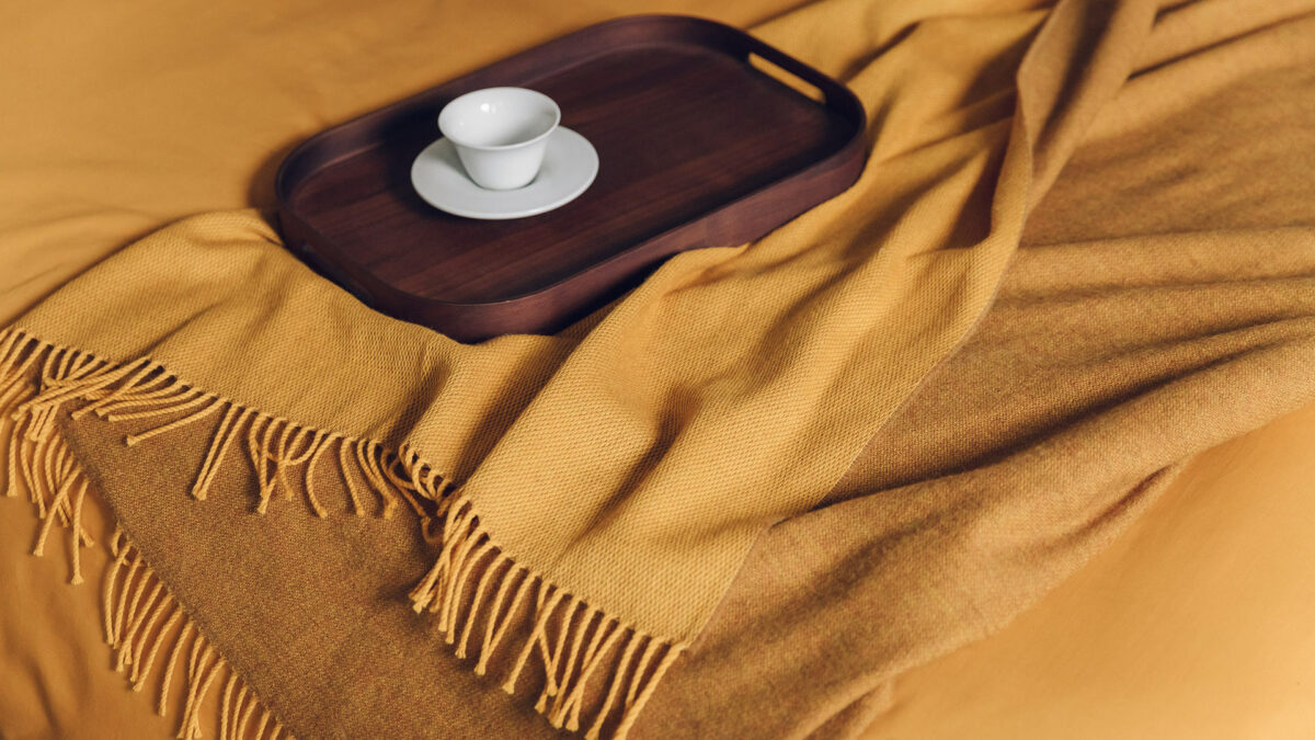 reversible deep yellow blanket