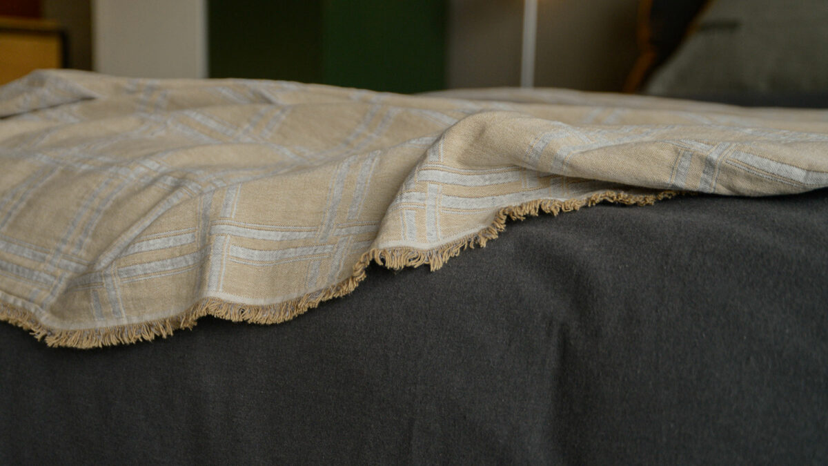 reversible double check throw warm gold