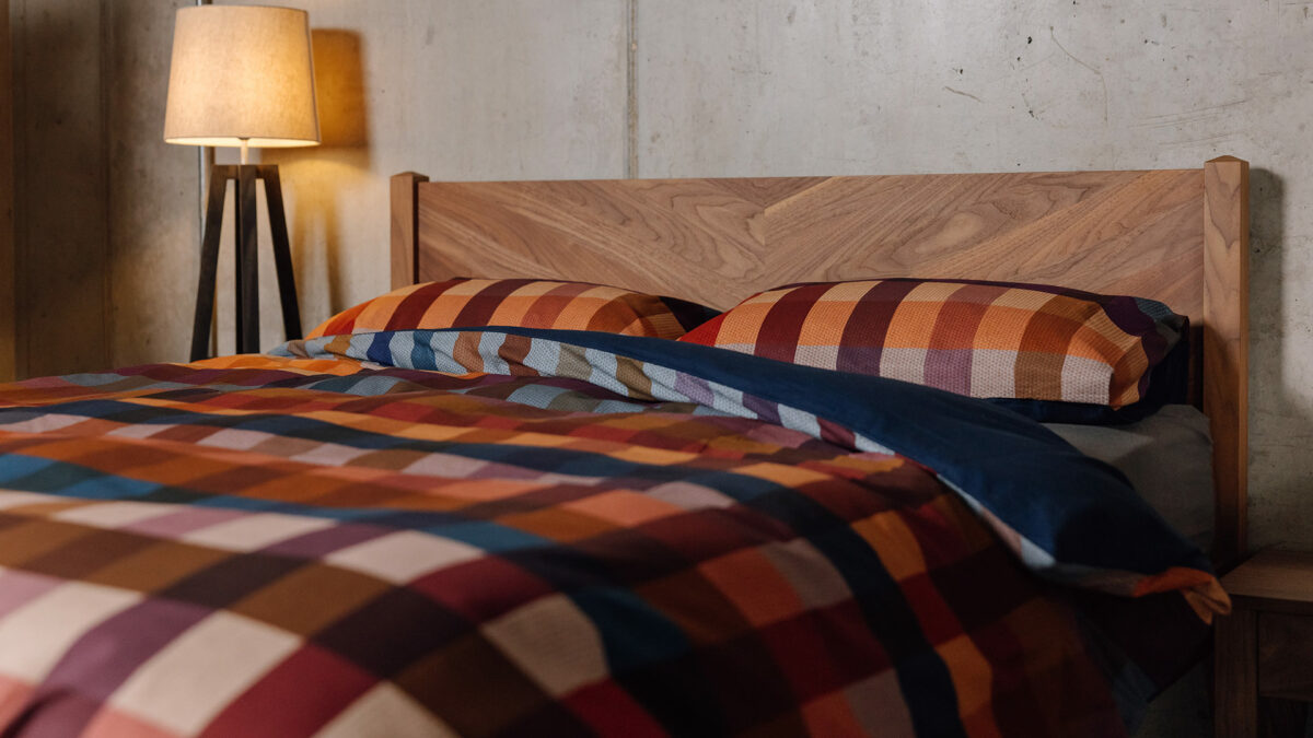 reversible duvet set russet check and navy