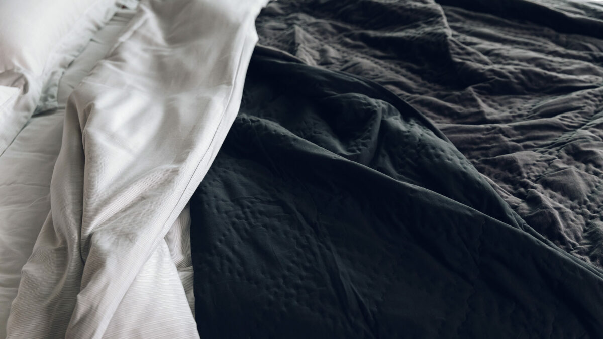 reversible duvet with slim grey stripe and dark grey quilt