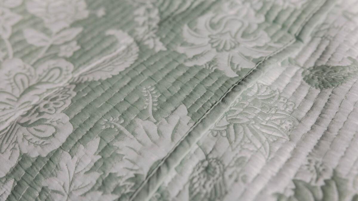 reversible green floral bedspread