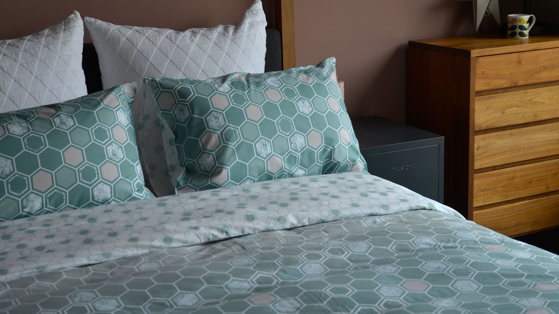 Honeycomb Duvet Set Sage Stone Natural Bed Company