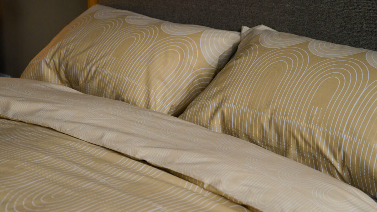 reversible ivory and gold duvet set