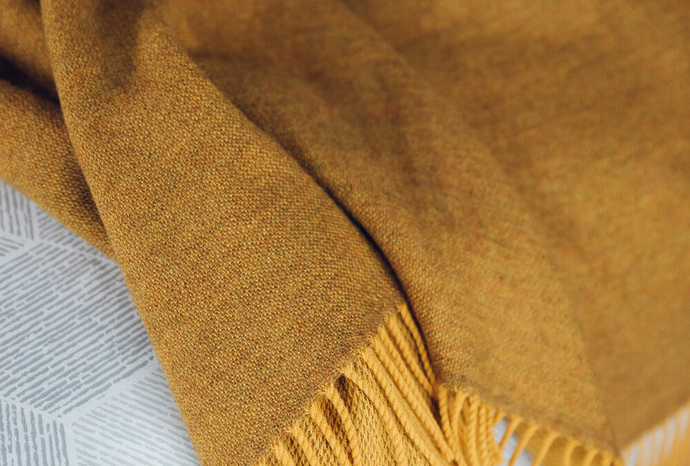 reversible mustard and yellow throw