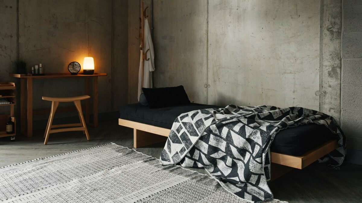 reversible rug kyoto daybed and block pattern throw