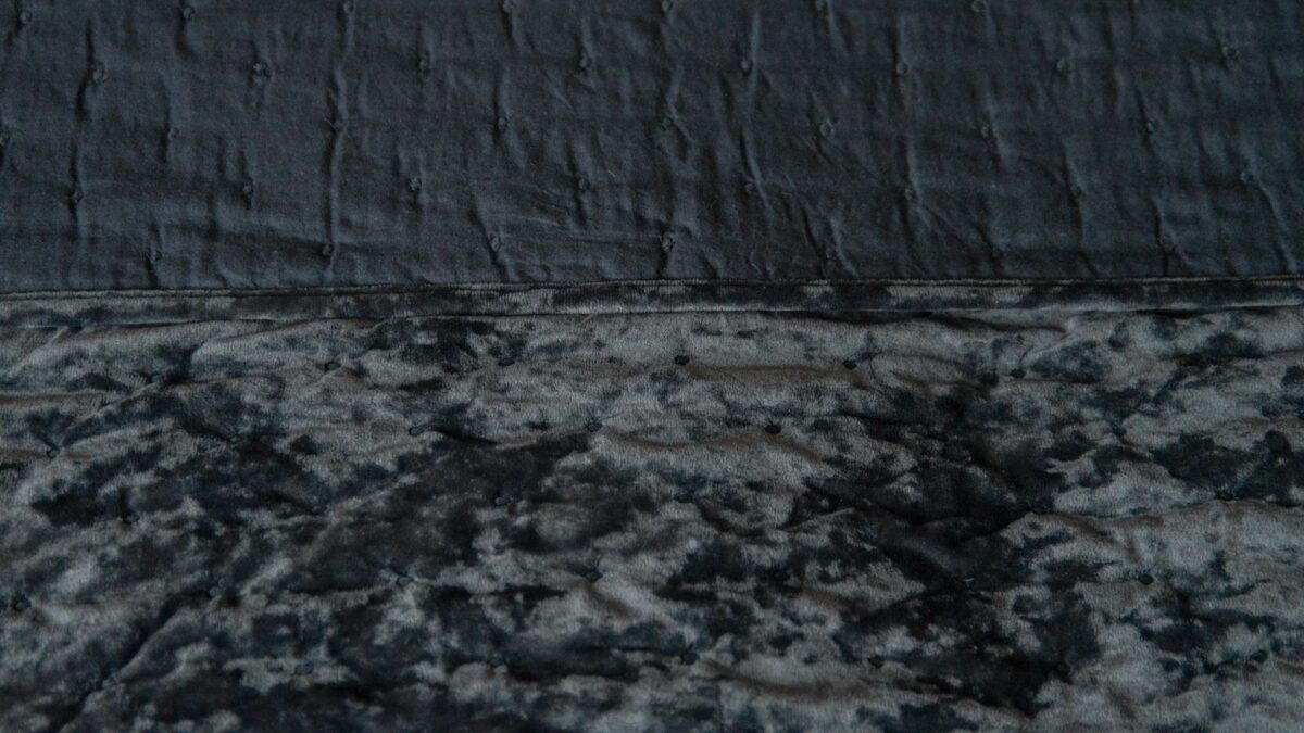 inky grey crushed velvet bedspread