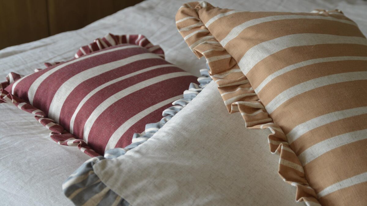 Bold Stripe Ruffle Cushions - 3 Colours - Image 2