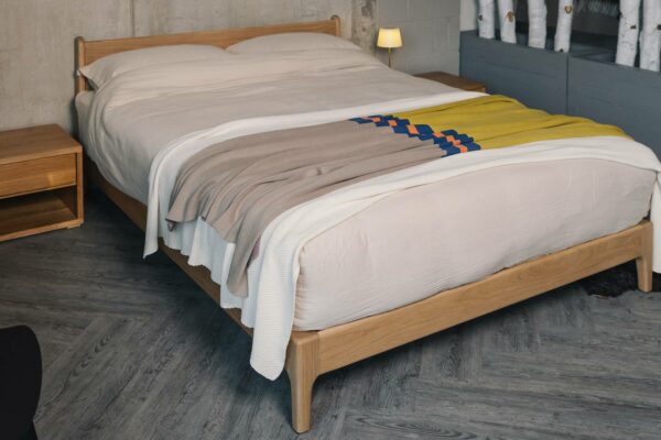 reversible throw lime and taupe colour block