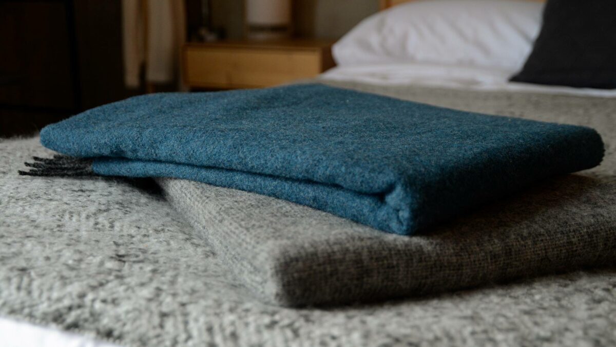 reversible throws in petrol and grey