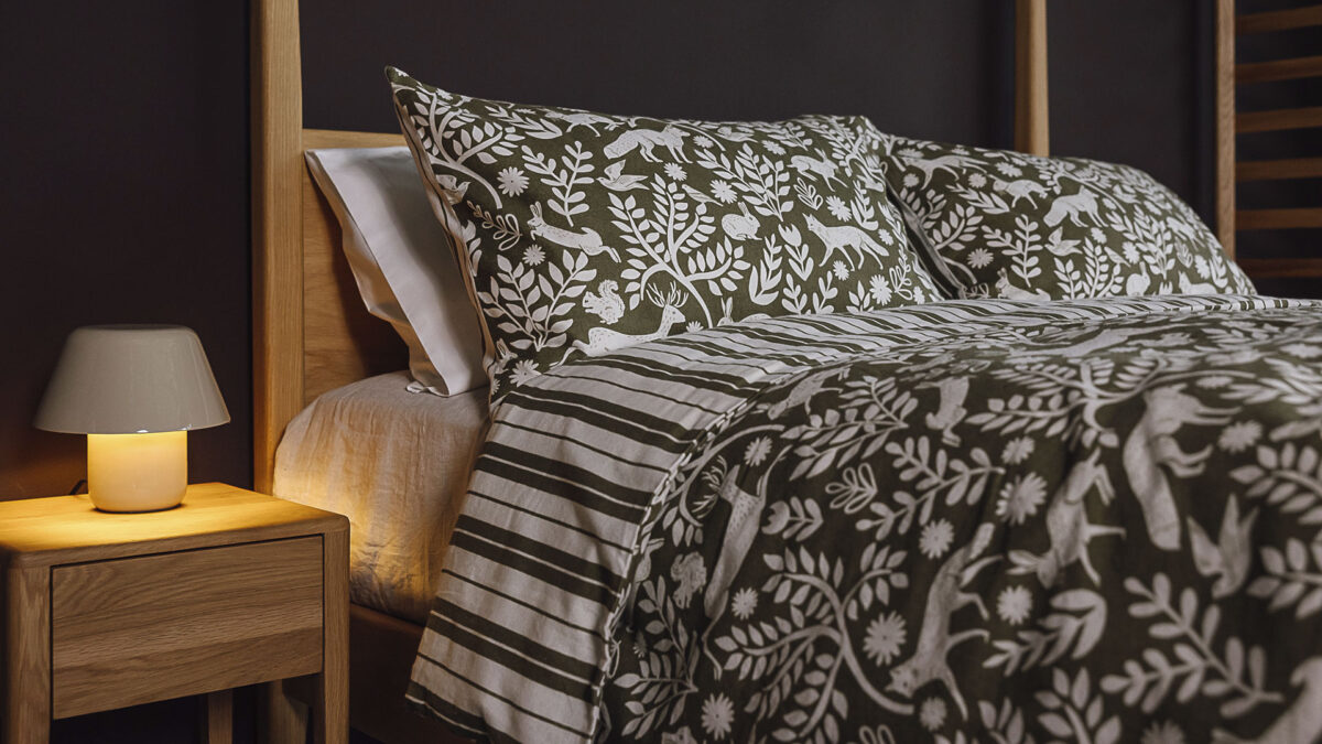 Nordic Woodland Green Brushed Cotton Duvet Set