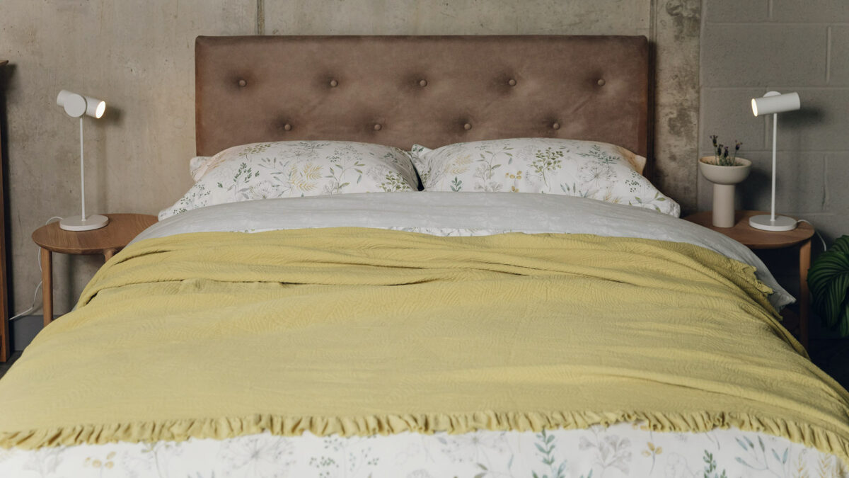 ruffle bedspread in chartreuse